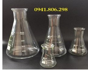 Bình nón 250ml 150ml 100ml 50ml - Bình tam giác thủy tinh 250ml 150ml 100ml 50ml cổ trơn