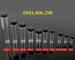 Chai thủy tinh - Lọ thủy tinh các loại 2ml 3ml 5ml 10ml 15ml 20ml 30ml 40ml 50ml 60ml trắng trong (cái)