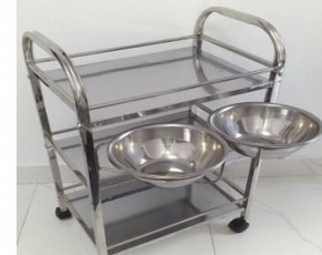 Xe Đẩy inox 3 Tầng Spa Có Bát Nước